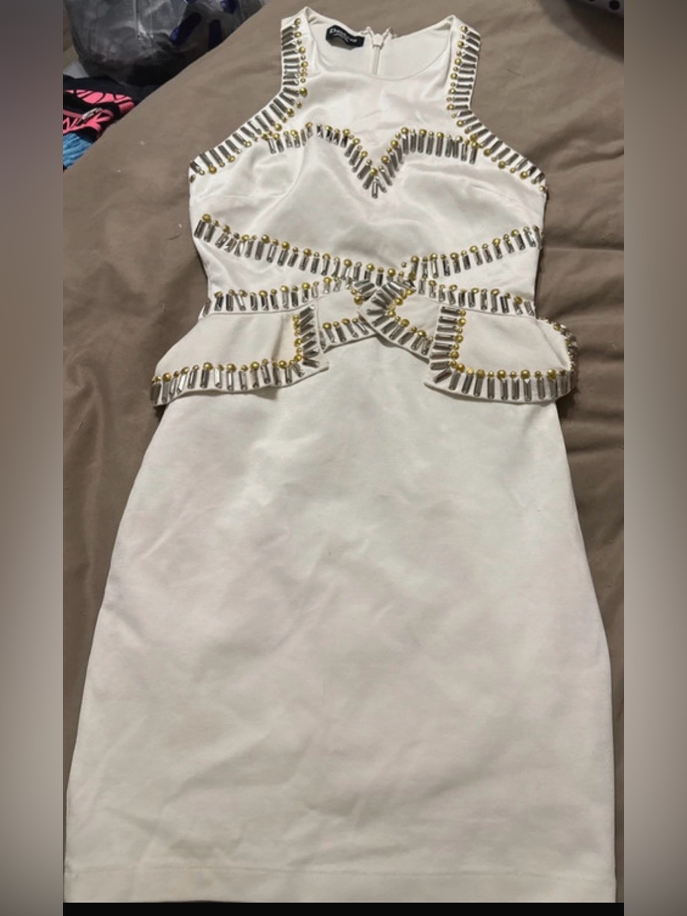 Bebe White Embellished Dress